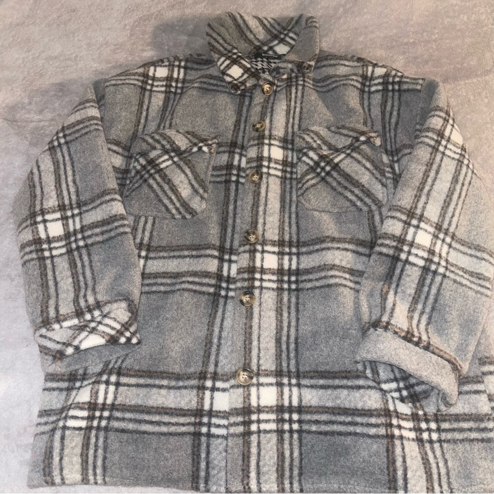 Missguided Brushed Gray Shacket